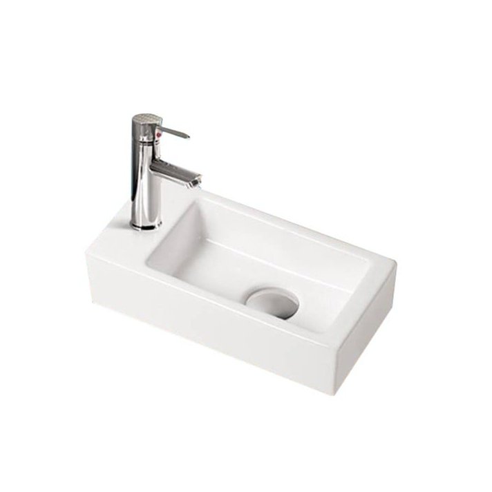 Sani DeLuxe Fonteinset Keramiek Qubic Mini 36,5x18x9 cm, links