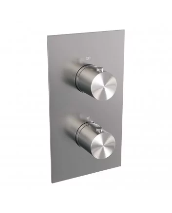 BRAUER Brushed Edition thermostatische inbouw regendouche 3-weg omstelling SET 43 met 20 cm douchekop en rechte muurarm en 3-standen handdouche en doucheslang en geïntegreerde glijstang RVS geborsteld PVD