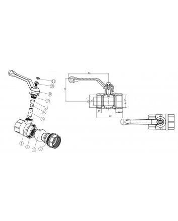 Riko 1050 kogelkraan met aluminium hendel 1/2